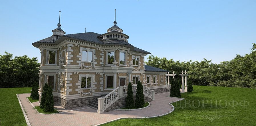 Красивый дом с архитектурным декором